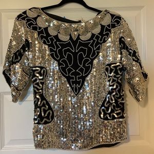 Vintage Silk Beaded Top